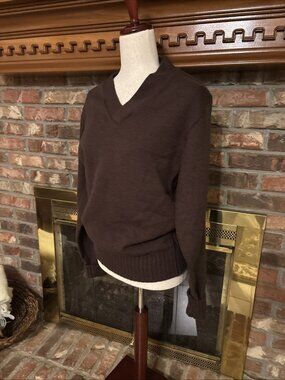 Vintage Bristol  Brown V-neck Sweater Made In The USA Size L